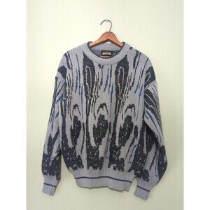 Raf Sweater Vintage 90s Y2K Grandpa Core Made in Korea Geometric Pattern L